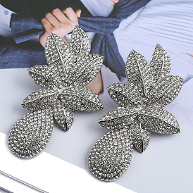 Fashionable Metal Leaf Diamond Earrings - High-end, Versatile, Jewelry.