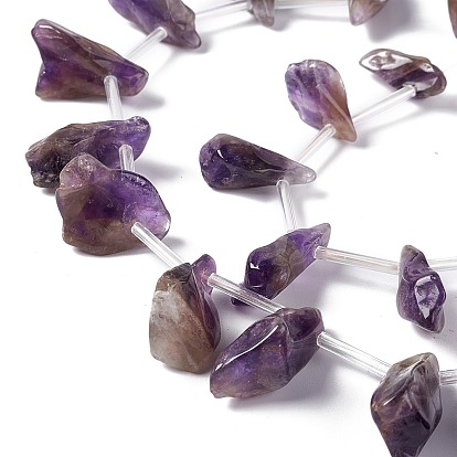 Natural Amethyst Beads Strands, Top Drilled, Nuggets