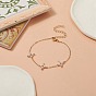 Shell Pearl Beaded Cross Link Bracelet, Brass Jewelry for Women