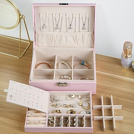 Imitation Leather Jewelry Storage Boxes, for Earrings, Rings, Necklaces, Rectangle