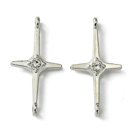 Alloy Rhinestone Connector Charms, Cross Links