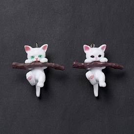 PVC Plastic Cartoon Pendants, for DIY Keychain Making, Cat Charm