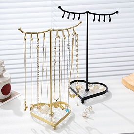 Acrylic Tray & Iron Necklace Display Stands, Necklace Storage, Heart