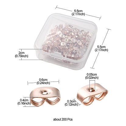 200Pcs Iron Ear Nuts, Friction Earring Backs for Stud Earrings
