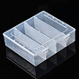 Rectangle Polypropylene(PP) Bead Storage Containers, with Hinged Lid and 4 Grids, for Jewelry Small Accessories