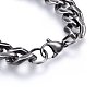 304 Stainless Steel Curb Chains Bracelets, with Lobster Clasps, Faceted