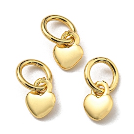 Brass Charms, with Jump Ring, Long-Lasting Plated, Lead Free & Cadmium Free, Heart Charm