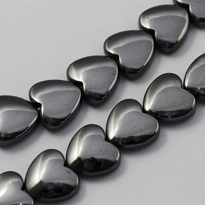 Magnetic Synthetic Hematite Beads Strands, Grade A, Heart