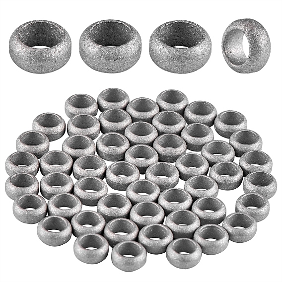 304 Stainless Steel Large Hole Beads, Textured, Rondelle