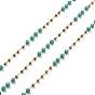 Цепочки rondelle со стеклянными бусинами, с золотыми 304 цепочками из нержавеющей стали для скрепок, пайки, с катушкой