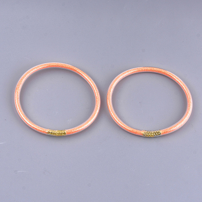 Наборы буддийских браслетов из ПВХ, желейные браслеты, с блеском порошка и полиэстерной лентой