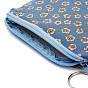 Flower Pattern Cotton Cloth Wallets, Change Purse, with Zipper & Iron Key Ring