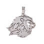 Hollow 201 Stainless Steel Pendants, Lion Charms