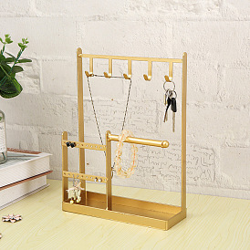 Rectangle Iron Jewelry Display Stands, Jewelry Organizer Holder with Tray for Necklace, Bracelet, Keychain Display, Home Decorations