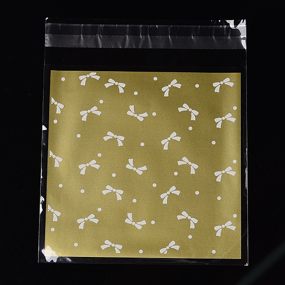 Rectangle OPP Cellophane Bags, with Bowknot Pattern, 17x14cm, Bilateral Thickness: 0.07mm, about 95~100pcs/bag