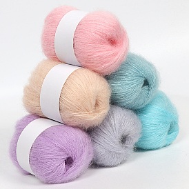 25g laine mohair angora et fil à tricoter en fibre acrylique, pour châle écharpe poupée crochet fournitures, ronde