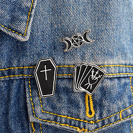 Punk Gothic Cowboy Jacket Pin Brooch - Black Coffin Design