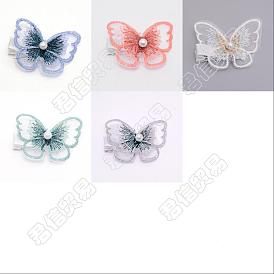 ARRICRAFT 20Pcs 5 Colors Butterfly Lace Embroidery Hair Clip, with Iron Alligator Hair Clips
