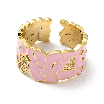 Эмалированное кольцо-манжета в форме бабочки и сердца с прозрачным кубическим цирконием, позолоченные латунные украшения для женщин, без кадмия и без свинца