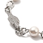 Ccb perles & 304 bracelet à maillons en acier inoxydable pour femme, couleur inox