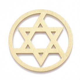 Aluminium Filigree Joiners Links, Laser Cut Filigree Joiners Links, for Jewish, Flat Round with Star of David