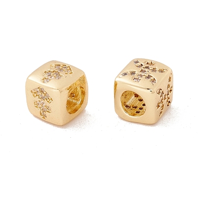 12 Constellations Brass Micro Pave Cubic Zirconia Beads, Cube