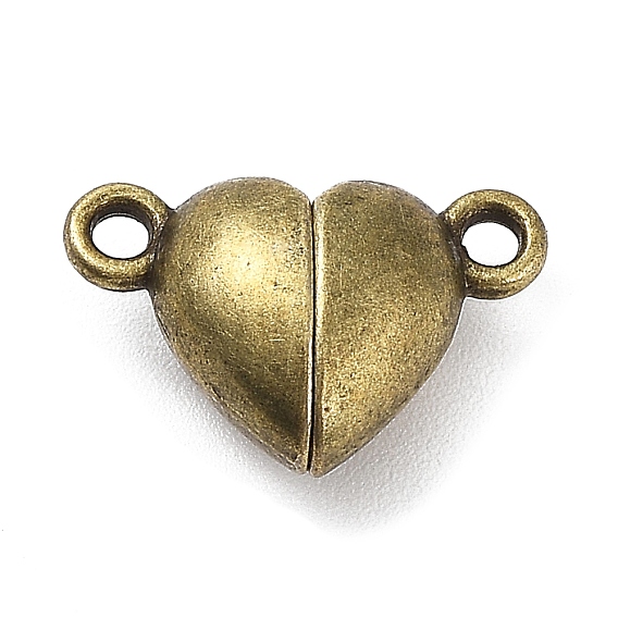 Brass Magnetic Clasps with Loops, Heart