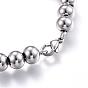 201 Stainless Steel Ball Chain Bracelets, with Lobster Claw Clasps