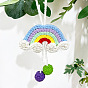Decoraciones colgantes de arco iris de ganchillo de algodón macramé hecho a mano, para accesorios para colgar espejos de coche
