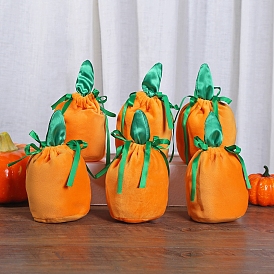 Hallowmas Pumpkin Velvet Drawstring Pouches, Candy Gift Bags Halloween Party Favors Bags
