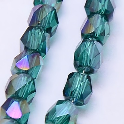 Perles en verre electroplate, demi arc-en-ciel plaqué, facette, ovale