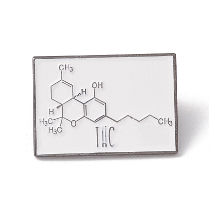 Broche en émail à motif de structure moléculaire, badge en alliage rectangle pour la journée des enseignants, gris anthracite