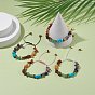 Bracelet de perles tressées avec des éclats de pierres précieuses mélangées naturelles et synthétiques, 7 bracelet réglable chakra yoga pour femme
