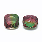 Pointed Back Glass Rhinestone Cabochons, Two Tone, Square