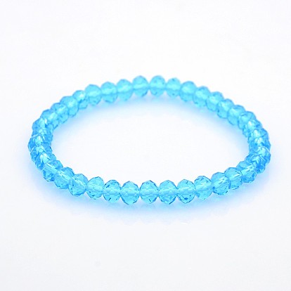 Glass Rondelle Beads Stretch Bracelets, 58mm