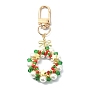 Christmas Wreath Shell Pearl Pendant Decoration, Alloy Bowknot and Swivel Clasps Charm