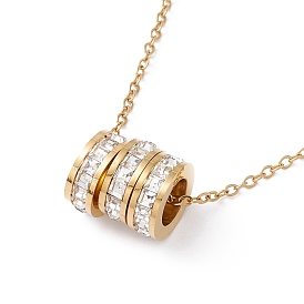 Collier pendentif perlé triple strass, placage ionique (ip) 304 bijoux en acier inoxydable pour femmes