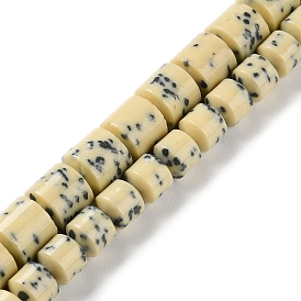 Imitation Dalmatian Handmade Porcelain Beads Strands, Cloumn