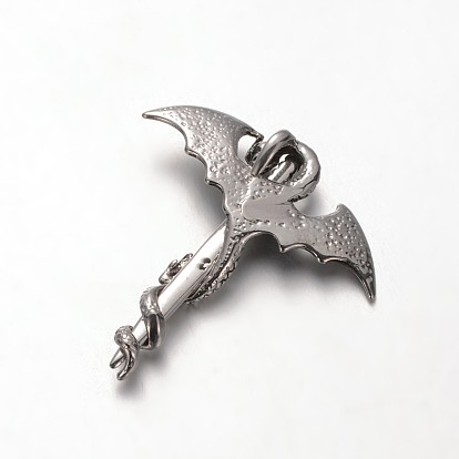 304 pendentifs en strass en acier inoxydable, épée avec le dragon