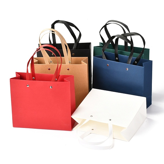 Sacs en papier rectangle, avec poignées en nylon, pour sacs-cadeaux et sacs à provisions