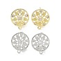 Hollow Flower Brass Micro Pave Cubic Zirconia Stud Earrings Finding, with Horizontal Loops, Cadmium Free & Lead Free