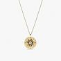 Sun/Star/Eye Pattern Titanium Steel Flat Round Pendant Necklaces, Rolo Chain Necklace for Women