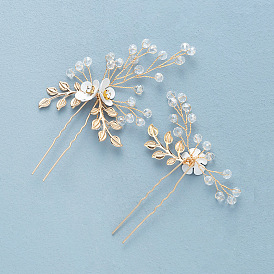 Bride Alloy Crystal Hairpin U-shaped Clip - Wedding Headpiece, Floral Design