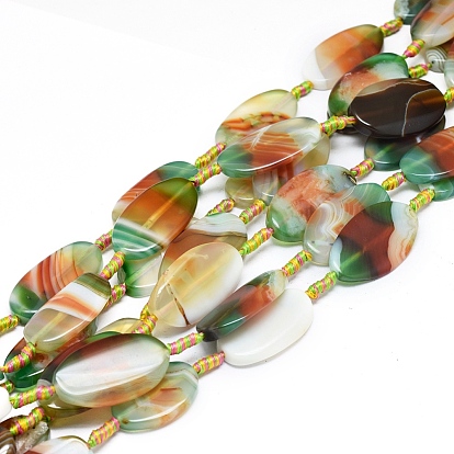 Natural Banded Agate/Striped Agate Beads Strands, Dyed & Heated, Horse Eye