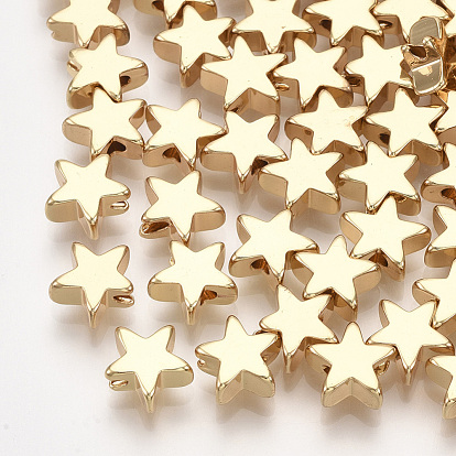 Brass Beads, Star, Real 18K Gold Plated