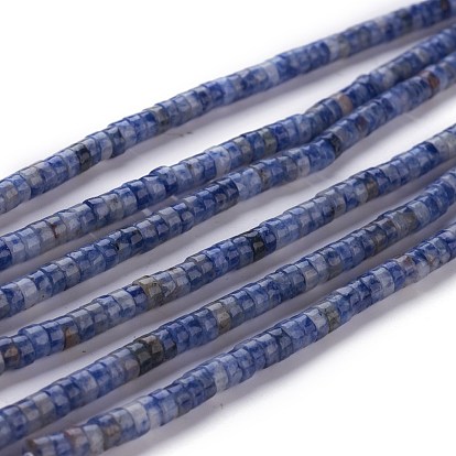 Hebras de cuentas de jaspe de punto azul natural, perlas heishi, Disco redondo plano