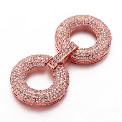 Brass Micro Pave Cubic Zirconia Clasps, Fold Over Clasps