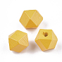 Painted Natural Wood Beads, Polyhedron
