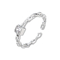 Anillo abierto de circonia cúbica transparente para mujer, anillo de cadena de latón, sin cadmio y níque y plomo