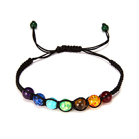 Natural Stone Adjustable 8mm Rainbow Bracelet for Fashionable Men and Women